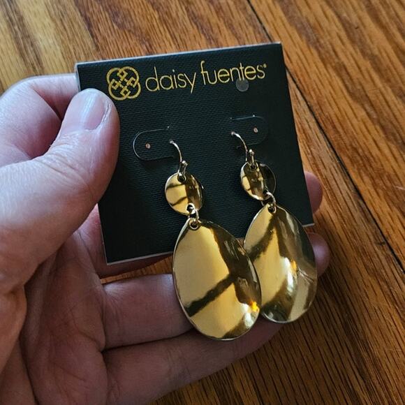 Daisy Fuentes Gold-Tone Mixed Metal Dangle Drop Earrings - Picture 6 of 7